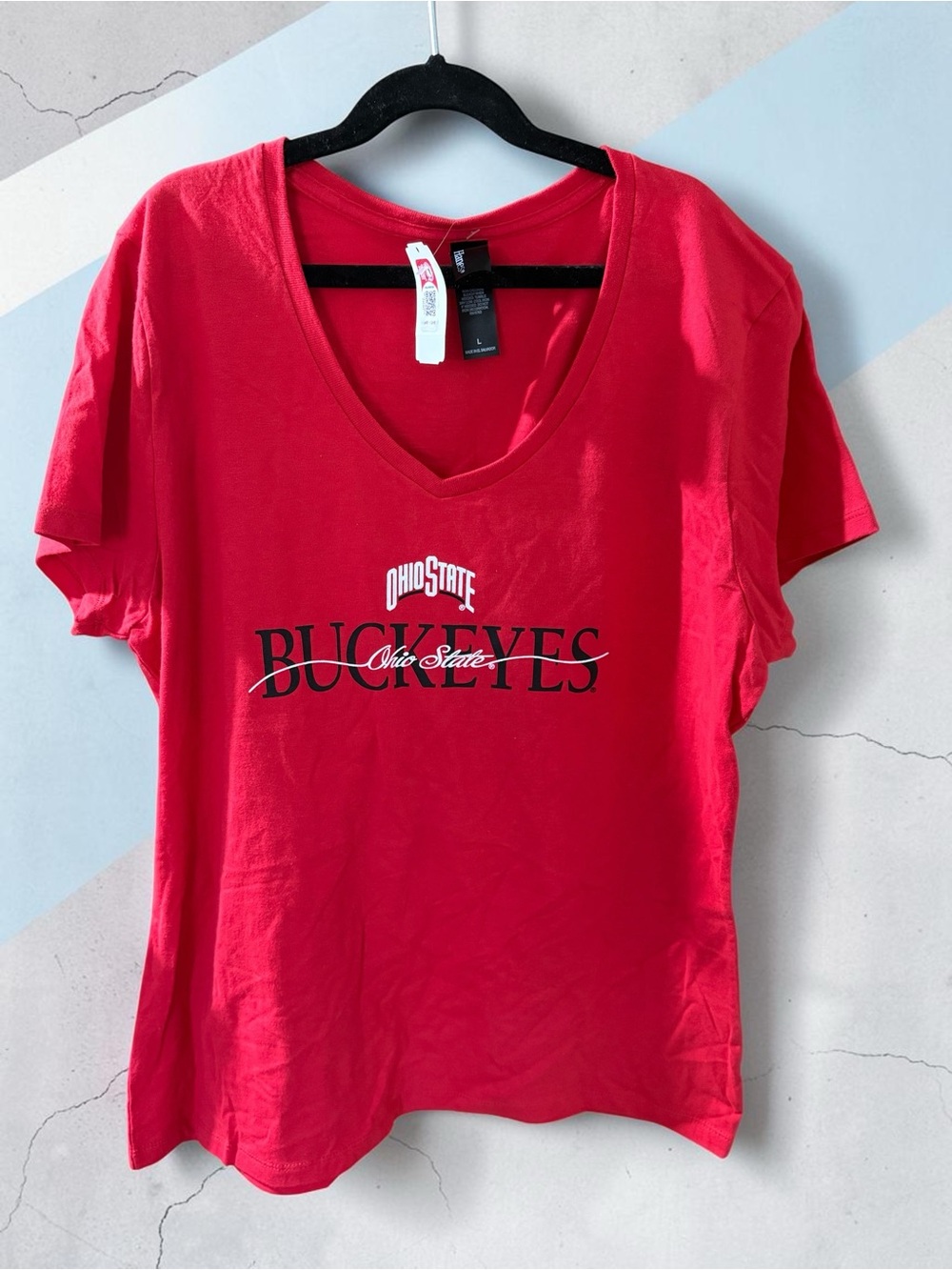 Hanes Women's Red Ohio State Buckeyes V-Neck Tee